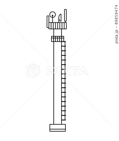 Vector illustration of a cellular communication tower in the form of a pillar. 5G, 4g signal distribution. The Internet. Modern technologies Vector illustration of a cellular communication tower in the form of a pillar. 5G, 4g signal distribution. The Internet. Modern technologies 89859474