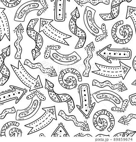 Hand drawn vector seamless pattern with creative arrows. Decorative background. 89859674