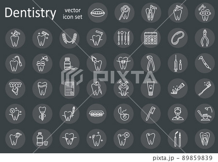 Set of line dentistry icons. Dental flat vector elements. 89859839