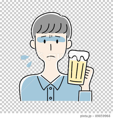 Hand-painted style ・ Vector illustration of a man who is sick after drinking beer 89859968