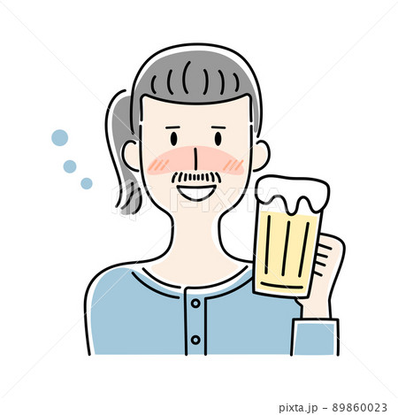 手描き風・ビールを飲むほろ酔いの男性のベクターイラスト 手描き風・ビールを飲むほろ酔いの男性のベクターイラスト 89860023