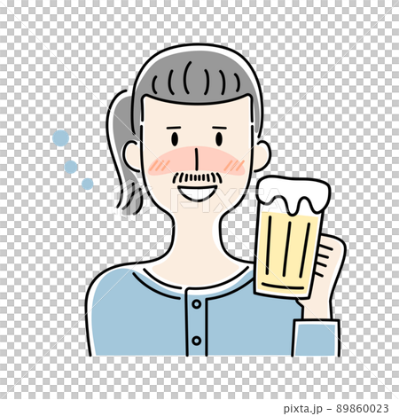 手描き風・ビールを飲むほろ酔いの男性のベクターイラスト 手描き風・ビールを飲むほろ酔いの男性のベクターイラスト 89860023