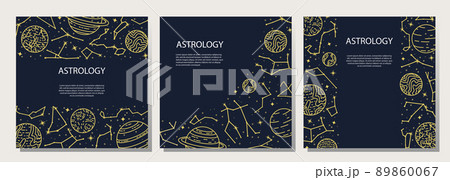 Vector set of posters with planets and...のイラスト素材 [89860067] - PIXTA