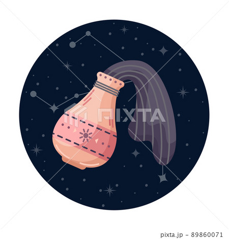 Flat vector illustration of aquarius zodiac sign with stars and constellation 89860071