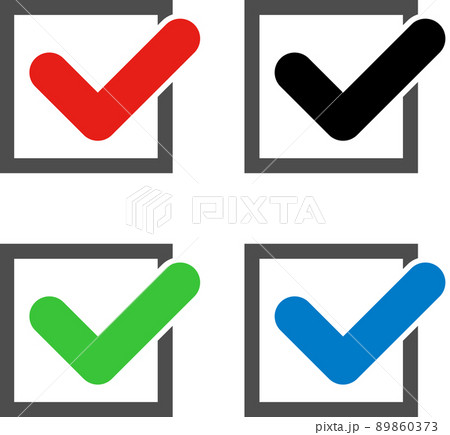 チェックボックス マーク アイコン 四角 セット 赤 黒 緑 青 チェックボックス マーク アイコン 四角 セット 赤 黒 緑 青 89860373