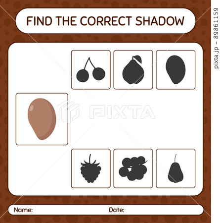 Find the correct shadows game with sapote. worksheet for preschool kids, kids activity sheet Find the correct shadows game with sapote. worksheet for preschool kids, kids activity sheet 89861159