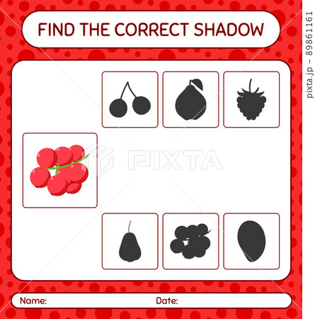 Find the correct shadows game with redberry. worksheet for preschool kids, kids activity sheet Find the correct shadows game with redberry. worksheet for preschool kids, kids activity sheet 89861161