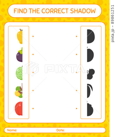 Find the correct shadows game with fruits. worksheet for preschool kids, kids activity sheet Find the correct shadows game with fruits. worksheet for preschool kids, kids activity sheet 89861251