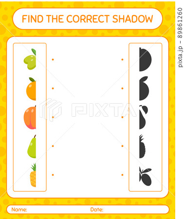 Find the correct shadows game with fruits. worksheet for preschool kids, kids activity sheet Find the correct shadows game with fruits. worksheet for preschool kids, kids activity sheet 89861260