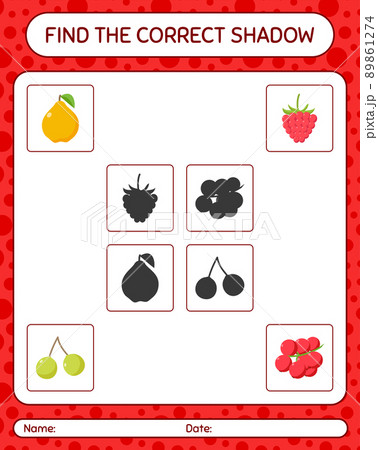 Find the correct shadows game with fruits. worksheet for preschool kids, kids activity sheet 89861274