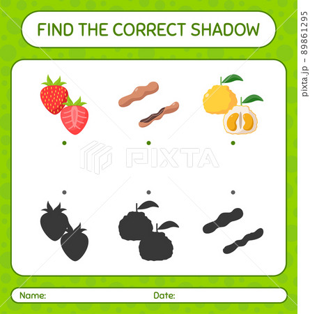 Find the correct shadows game with fruits. worksheet for preschool kids, kids activity sheet Find the correct shadows game with fruits. worksheet for preschool kids, kids activity sheet 89861295