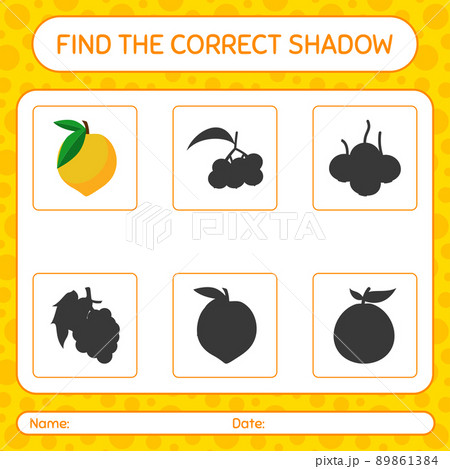 Find the correct shadows game with eggfruit. worksheet for preschool kids, kids activity sheet Find the correct shadows game with eggfruit. worksheet for preschool kids, kids activity sheet 89861384