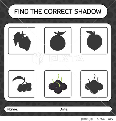 Find the correct shadows game with farkleberry. worksheet for preschool kids, kids activity sheet 89861385