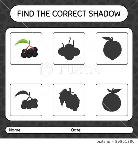 Find the correct shadows game with elderberry. worksheet for preschool kids, kids activity sheet Find the correct shadows game with elderberry. worksheet for preschool kids, kids activity sheet 89861386