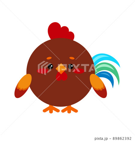Circle cock bird farm animal face icon isolated on white background. Circle cock bird farm animal face icon isolated on white background. 89862392