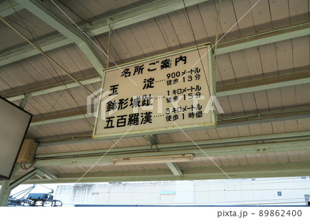 寄居駅(秩父鉄道・東武鉄道・JR東日本)、ホーム上の名所案内の看板【埼玉県寄居町】 89862400