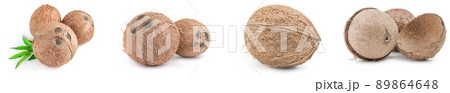 Collection of coconut isolated on a white cutout Collection of coconut isolated on a white cutout 89864648