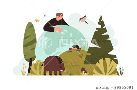 Flat ecosystem and biodiversity with wild animals, mammals and birds 89865091