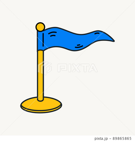 Cartoon vector funny cute Comic characters, blue flag. 89865865