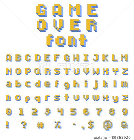 Pixel video game font. Oldschool retro typeface. 8-bit symbols, letters and numbers. Pixel video game font. Oldschool retro typeface. 8-bit symbols, letters and numbers. 89865920