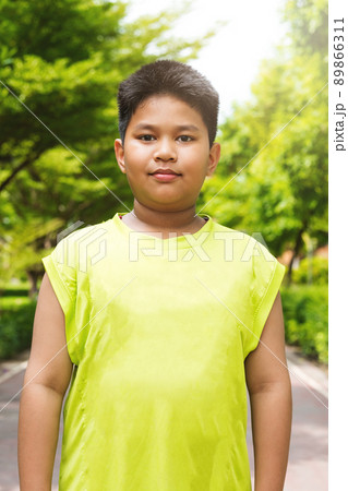 Portrait handsome asian sport boy in garden 89866311