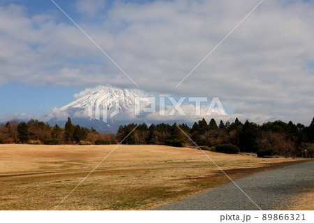 静岡県朝霧高原で見た富士山 89866321
