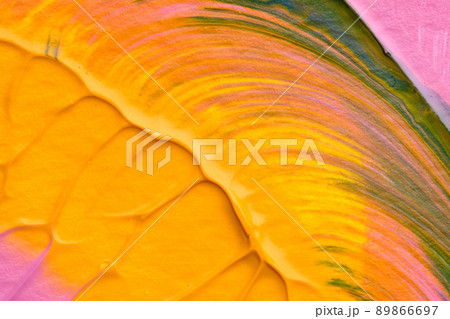 blue pink yellow abstract acrylic painting color texture on white paper background by using rorschach inkblot method 89866697