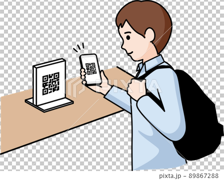 Man doing QR code payment Man doing QR code payment 89867288