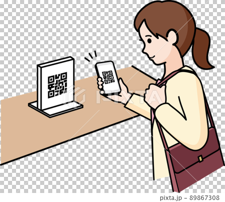 QRコード決済をする女性 89867308