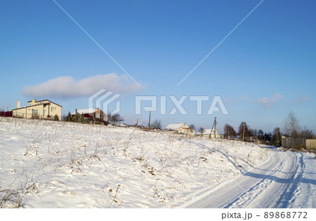 Winter landscape in rural terrain 89868772