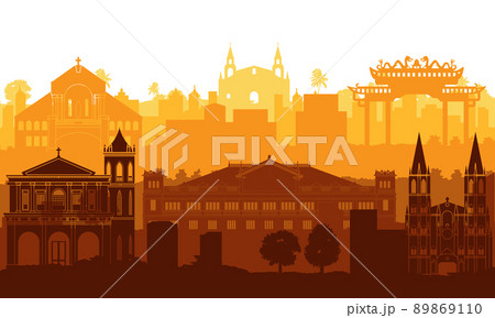 Philippines famous landmarks by silhouette style 89869110