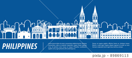 Philippines famous landmarks by silhouette style 89869113