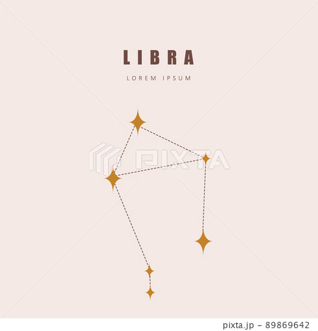 Libra Zodiac Constellation One Line Vector Illustration In The