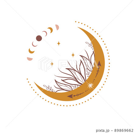 Abstract aesthetic boho moon. Scandinavian design for wallpaper and home decor. Contemporary geometric element. Modern vector illustration in flat style 89869662