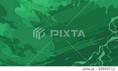 アニメ風_雷のエフェクトの背景_緑_16:9 89869712