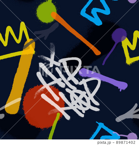 Graffiti spray paint seamless pattern. Vector illustration. 89871402
