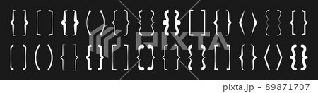 Text brackets collection, white quotation box. Curly, square and corner parentheses. Vintage typographical symbol, calligraphic quote frame. Doodle, lettering element. Vector illustration. Text brackets collection, white quotation box. Curly, square and corner parentheses. Vintage typographical symbol, calligraphic quote frame. Doodle, lettering element. Vector illustration. 89871707