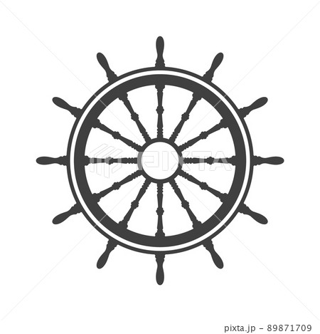 Vintage steering wheel. Ship, yacht retro wheel symbol. Nautical rudder icon. Marine design element. Vector illustration Vintage steering wheel. Ship, yacht retro wheel symbol. Nautical rudder icon. Marine design element. Vector illustration 89871709