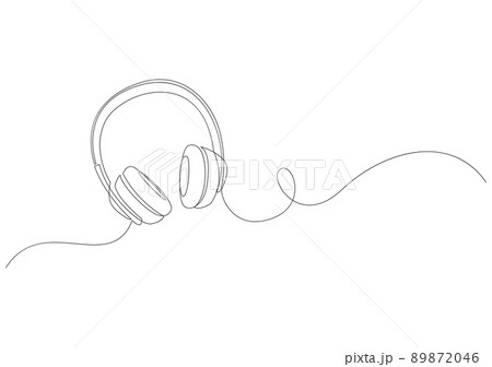 One line drawing of headphone. Speaker device gadget hand drawn illustration. One line drawing of headphone. Speaker device gadget hand drawn illustration. 89872046