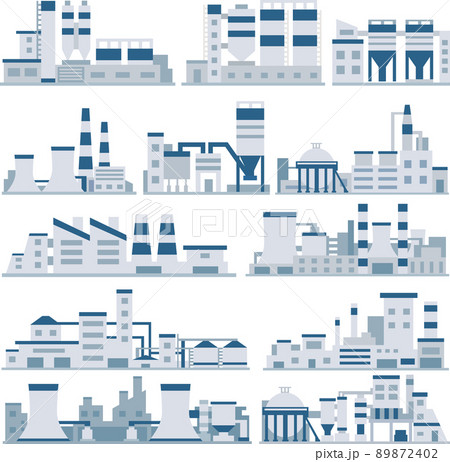 イラスト素材 工場 産業 電力 工業地帯 コンビナート フラットアイコン セット イラスト素材 工場 産業 電力 工業地帯 コンビナート フラットアイコン セット 89872402