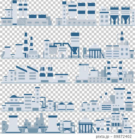 Illustration material Factory Industrial Electric Power Industrial Zone Complex Flat Icon Set 89872402