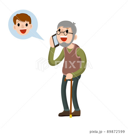 Grandfather call grandson on phone. Grandfather call grandson on phone. 89872599