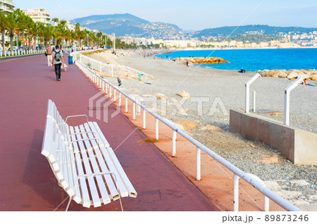 Bench Nice embankment mediterranean France 89873246
