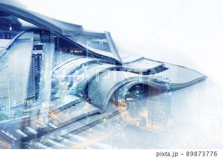 Fashion articles and catalog design over white background.Double exposure 89873776