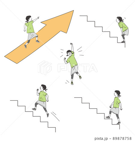 駆け上がる女の子のセット 駆け上がる女の子のセット 89878758