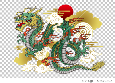 年賀状や挿絵に使える和風の龍 89879202