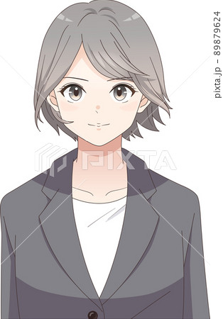 髪が風になびくスーツの女性　向上心　やる気　ショートヘア 89879624