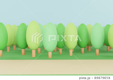 3D　道路沿いの木々 89879658