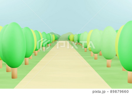 3D　道路沿いの木々 89879660