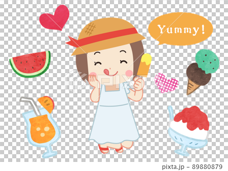 夏の子供　アイス・すいか 89880879